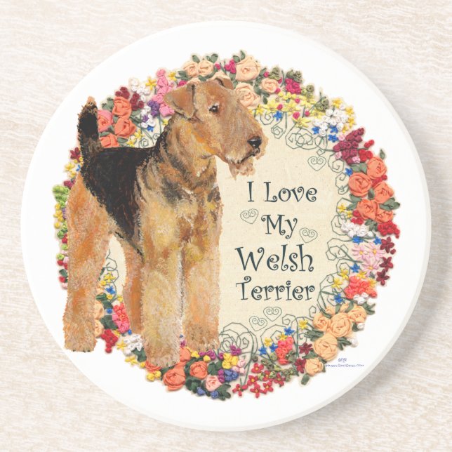 Love My Welsh Terrier Coaster (Front)