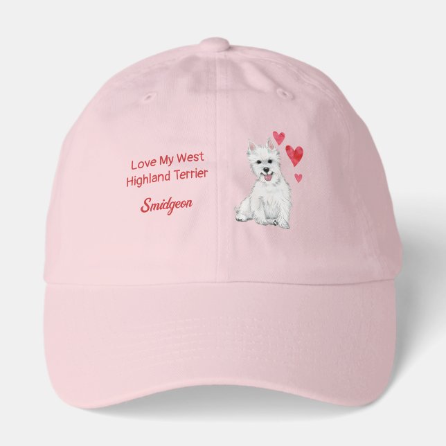 Love My West Highland Terrier White Fur Westie  Hat (Front)