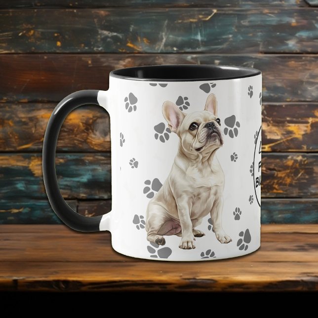 Love My White French Bulldog Pawprint Pattern Mug (Creator Uploaded)