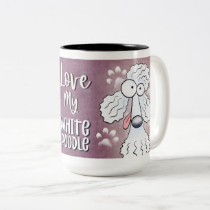 Love My White Poodle Cartoon 15 oz Two-Tone Coffee Mug