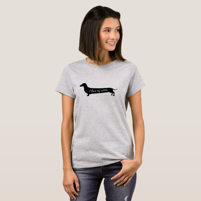 Love my wiener dog women t-shirt (Front Full)