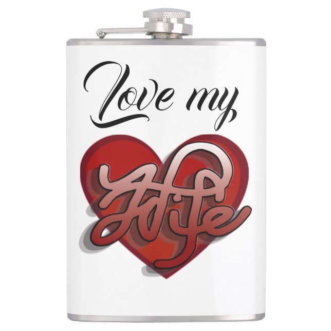 Love my Wife Heart design Flask (Front)