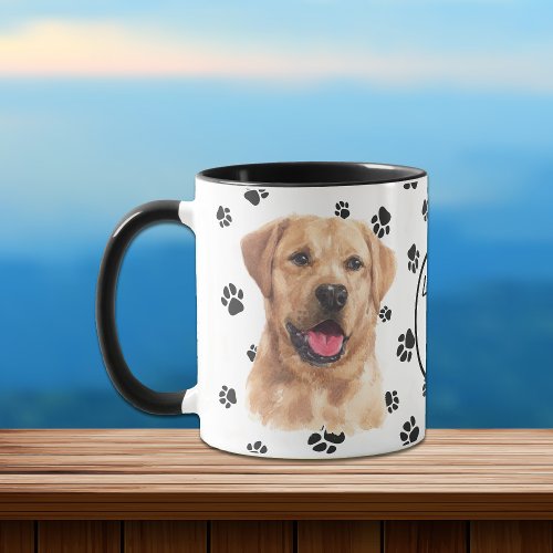 Love My Yellow Labrador Retriever Dog Pawprint Mug