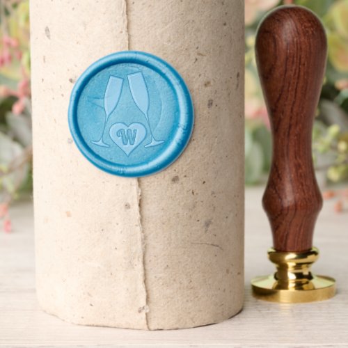 Love n Champagne Wedding Monogram Wax Seal Stamp