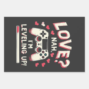 Love Nah I’m Leveling Up Gaming Valentine Day Wrapping Paper Sheets