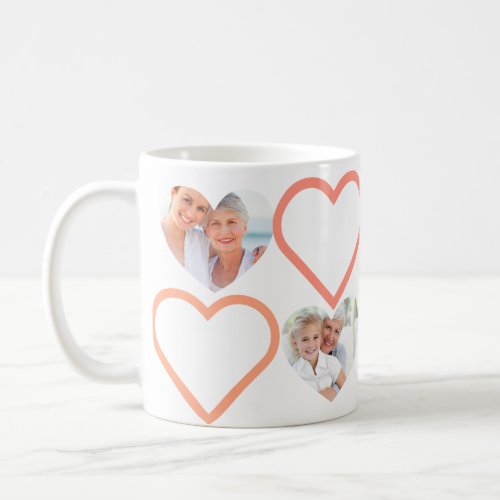 Love Nana Grandmother Pink Heart Photos Collage Coffee Mug