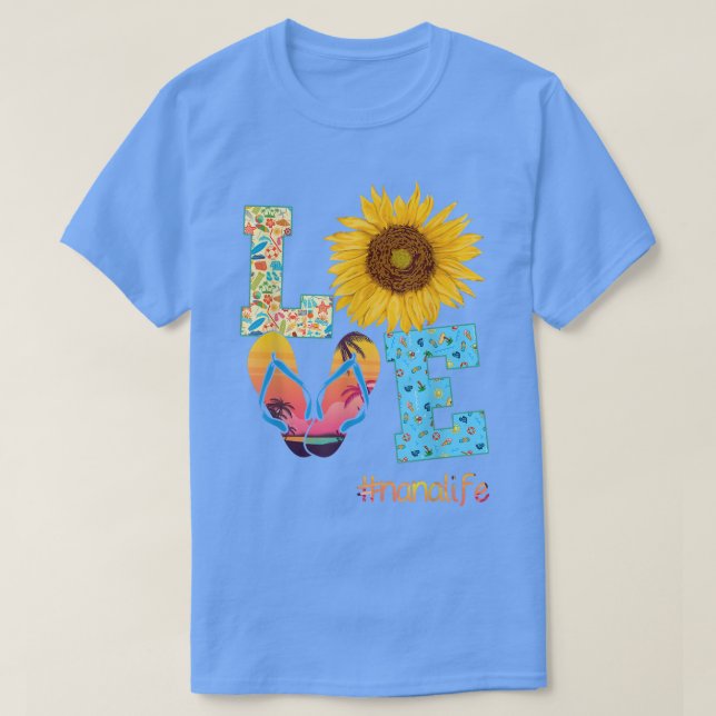 LOVE Nana Life Flip Flops Sunflower Summer Mother' T-Shirt (Design Front)