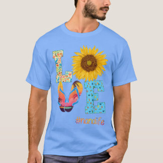 LOVE Nana Life Flip Flops Sunflower Summer Mother' T-Shirt