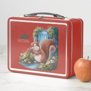 Love Nature Funny Squirrel Metal Lunch Box