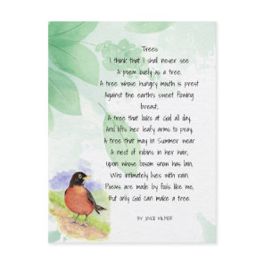 Love Nature Inspirational Poem Trees Kilmer Postcard