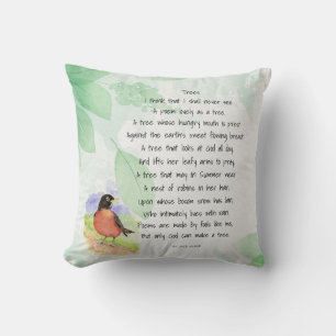 Love Nature Inspirational Poem Trees Kilmer  Throw Pillow