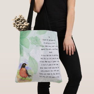 Love Nature Inspirational Poem Trees Kilmer  Tote Bag