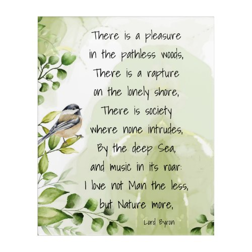 Love Nature Inspirational Quote Lord Byron Acrylic Print