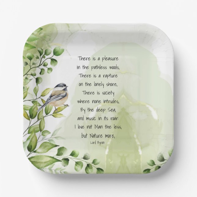 Love Nature Inspirational Quote Lord Byron  Paper Plates (Front)