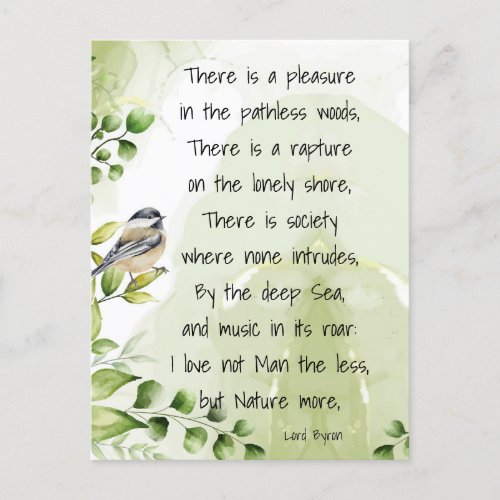 Love Nature Inspirational Quote Lord Byron  Postcard