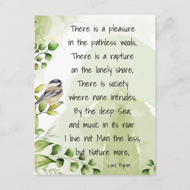 Love Nature Inspirational Quote Lord Byron  Postcard (Front)
