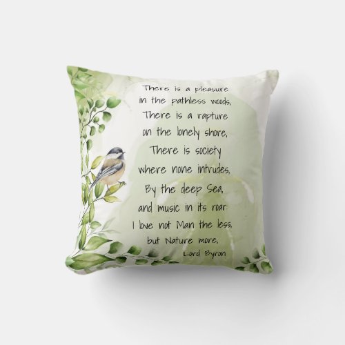Love Nature Inspirational Quote Lord Byron  Throw Pillow