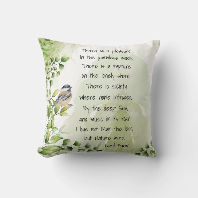 Love Nature Inspirational Quote Lord Byron  Throw Pillow (Front)