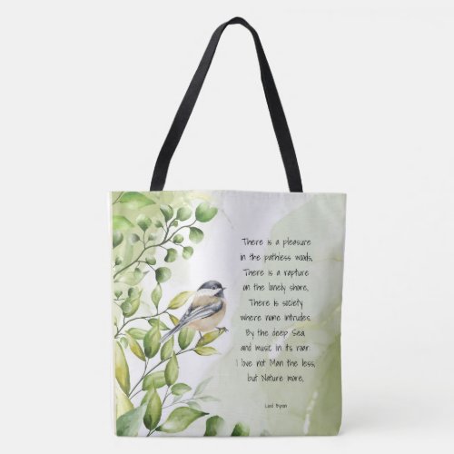 Love Nature Inspirational Quote Lord Byron   Tote Bag