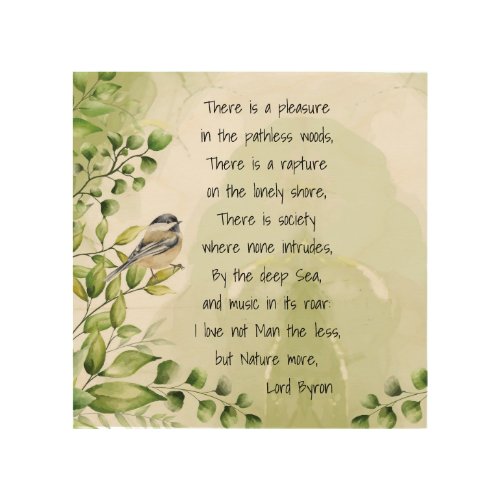 Love Nature Inspirational Quote Lord Byron   Wood Wall Art