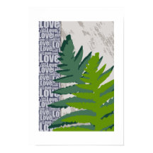 Love Nature Stylized Blue & Green Fern Leaves
