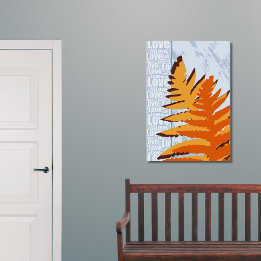 Love Nature Stylized Blue & Orange Fern Leaves Poster
