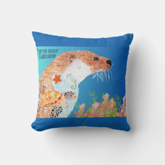 Love nature with Otters Throw Pillow