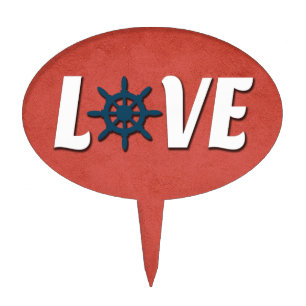 Love nautical design cake topper