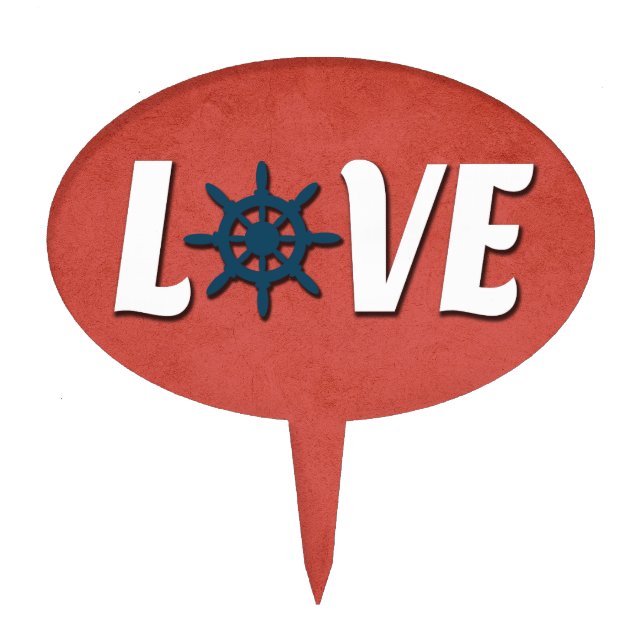 Love nautical design cake topper (Front)