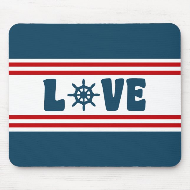 Love nautical design mouse pad (Front)