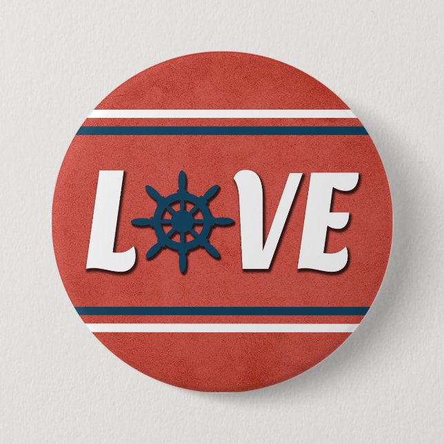 Love nautical design pinback button (Front)