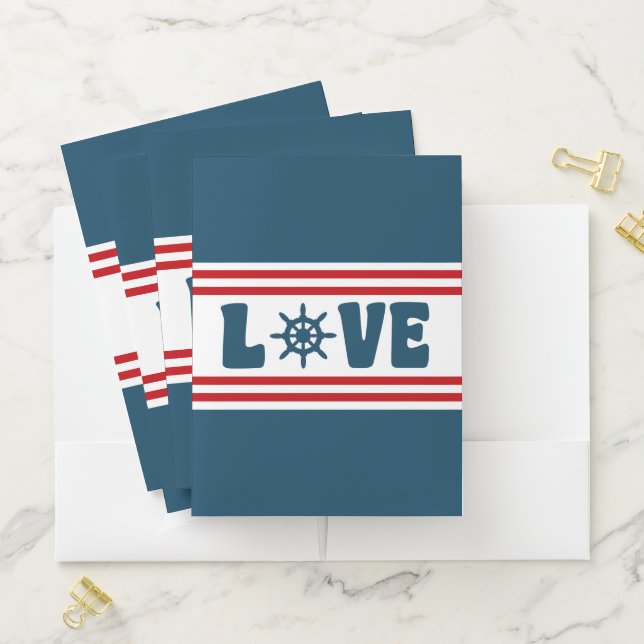 Love nautical design pocket folder (In Situ)