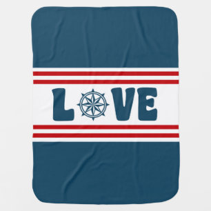 Love nautical design receiving blanket