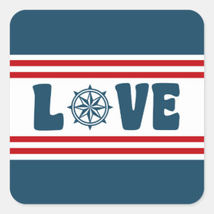 Love nautical design square sticker