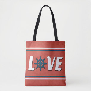 Love nautical design tote bag