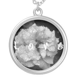 Love Necklace Black and White Flower