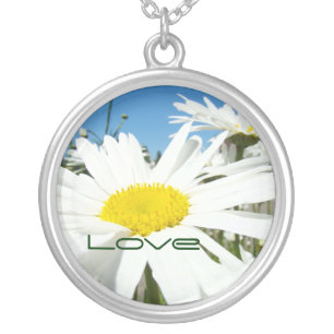 Love Necklace gifts White Daisy Flowers Blue sky