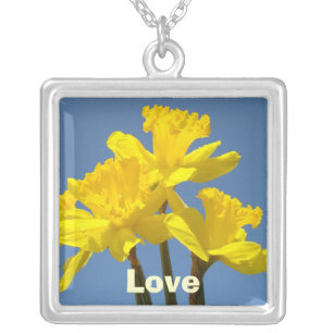 Love necklace Sterling Silver Floral Daffodils