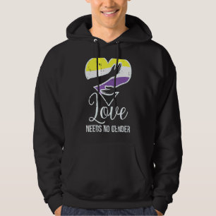 Love Needs No Gender Nonbinary Heart Hug Enby Nb P Hoodie