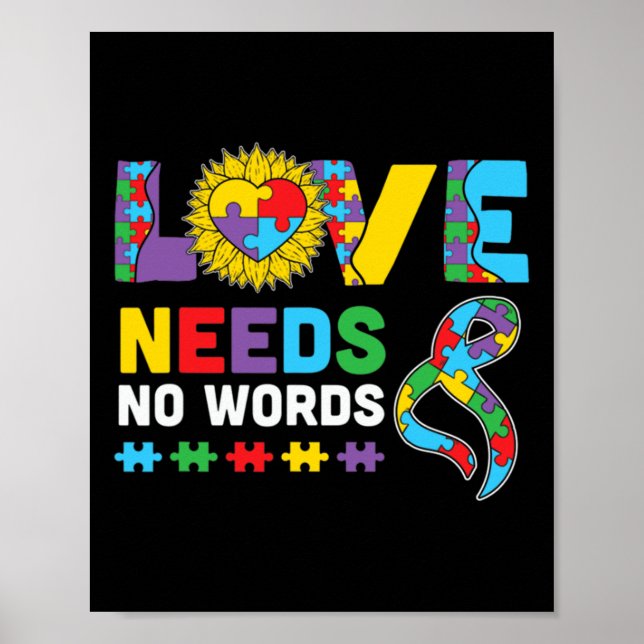 Love Needs No Word ASL Autism Awareness SPED Teach Poster (Front)