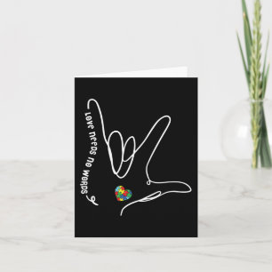 Love Needs No Words ASL Puzzle Piece Heart Autism  Card