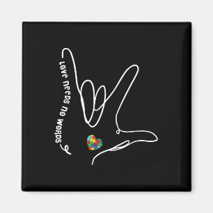 Love Needs No Words ASL Puzzle Piece Heart Autism Magnet