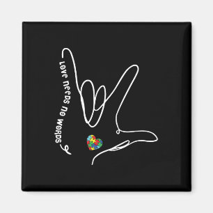 Love Needs No Words ASL Puzzle Piece Heart Autism  Magnet