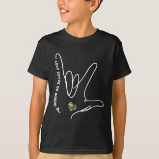 Love Needs No Words ASL Puzzle Piece Heart Autism  T-Shirt