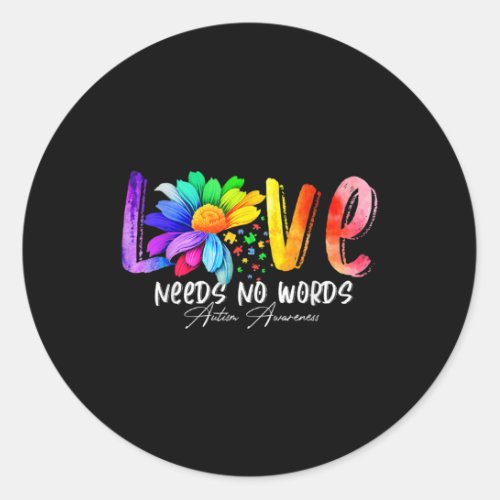 Love Needs No Words Autism Awareness Classic Round Sticker