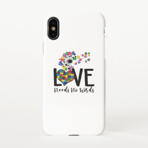 Love Needs No Words Autism Awareness Heart Puzzle iPhone X Case