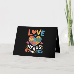 Love Needs No Words Autism Awareness Letterpress Thank You Card