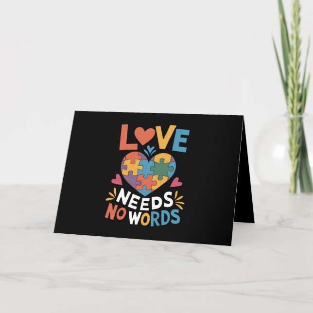 Love Needs No Words Autism Awareness Letterpress Thank You Card (Front)