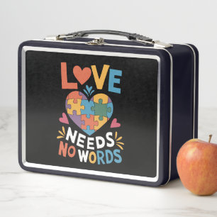 Love Needs No Words Autism Awareness Metal Lunch Box