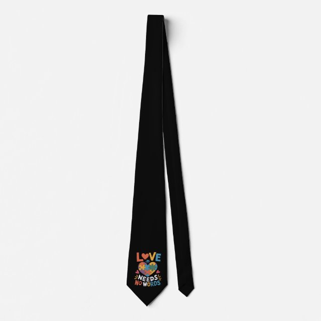 Love Needs No Words Autism Awareness Neck Tie (Front)